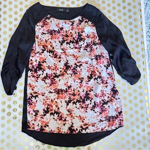 Apt. 9 Black and Pink Graphic Blouse 3/4 Sleeve